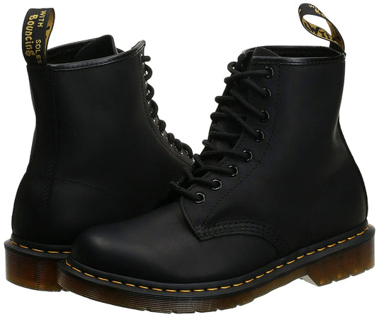 Dr. Martens, 1460 Greasy Leather 8-Eye Boot for Men and Women, Black, 5 US Men/6 US Women by NR Outlet NR Outlet